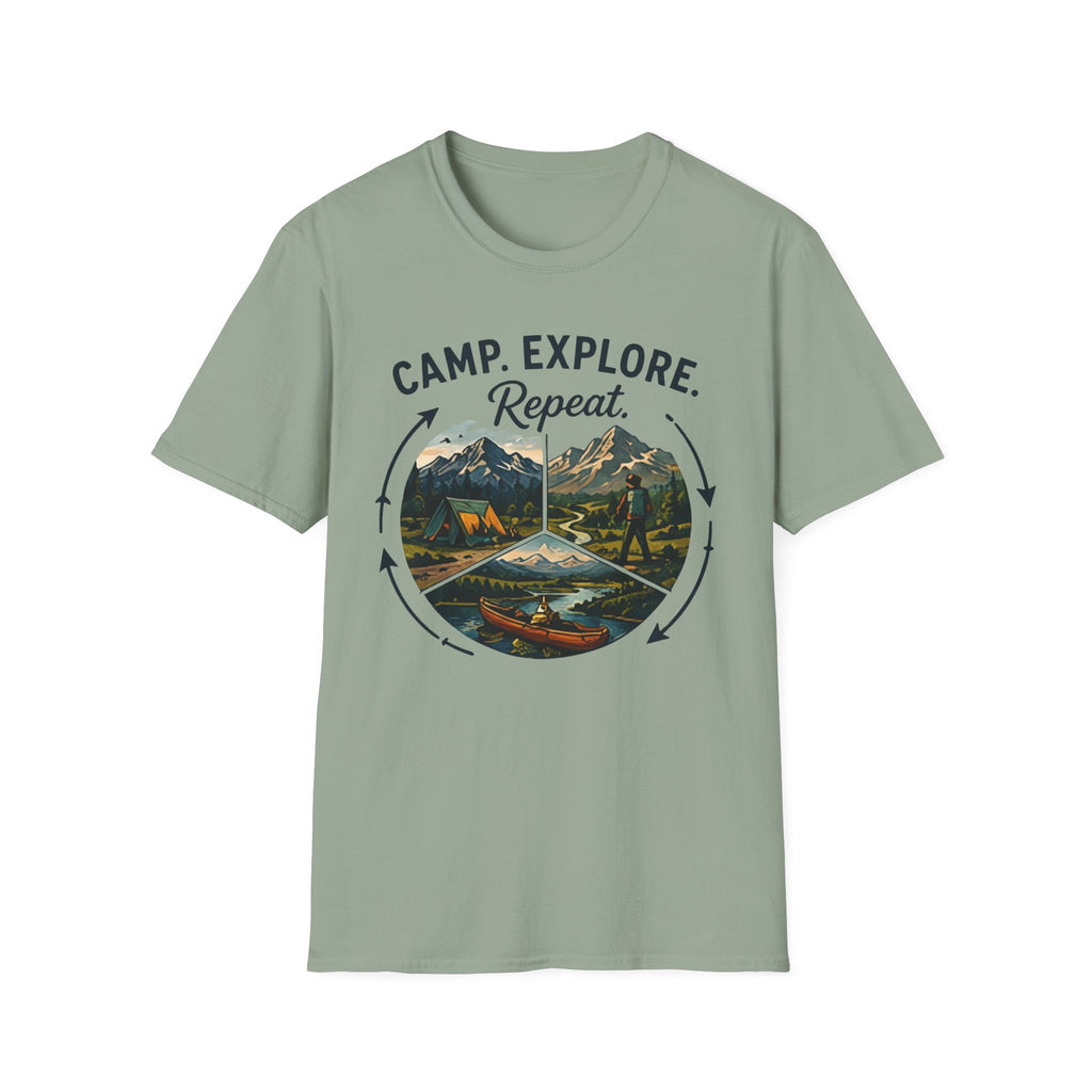 Camp. Explore. Repeat. T-shirt
