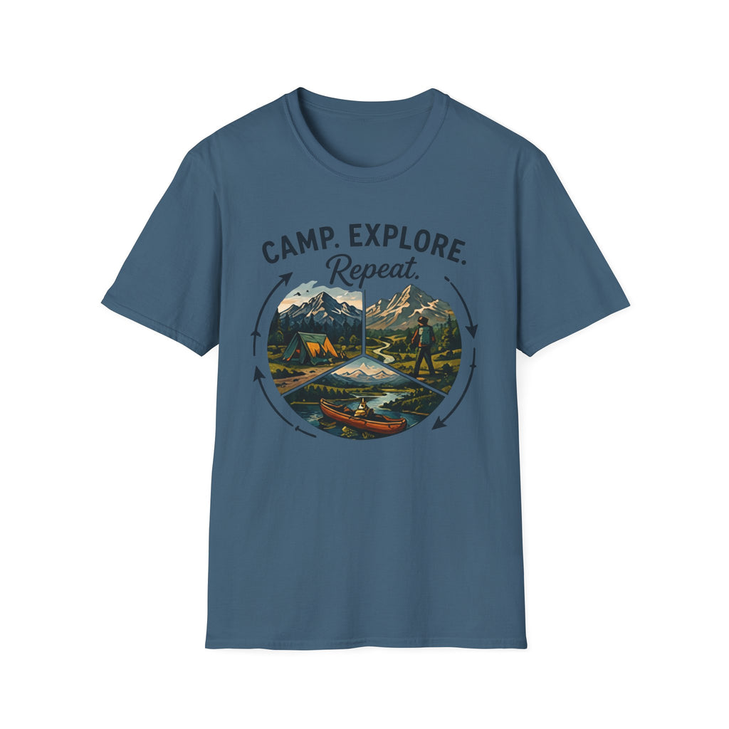 Camp. Explore. Repeat. T-shirt