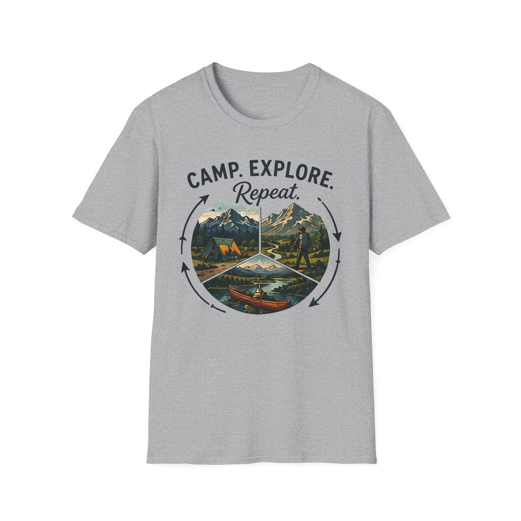 Camp. Explore. Repeat. T-shirt