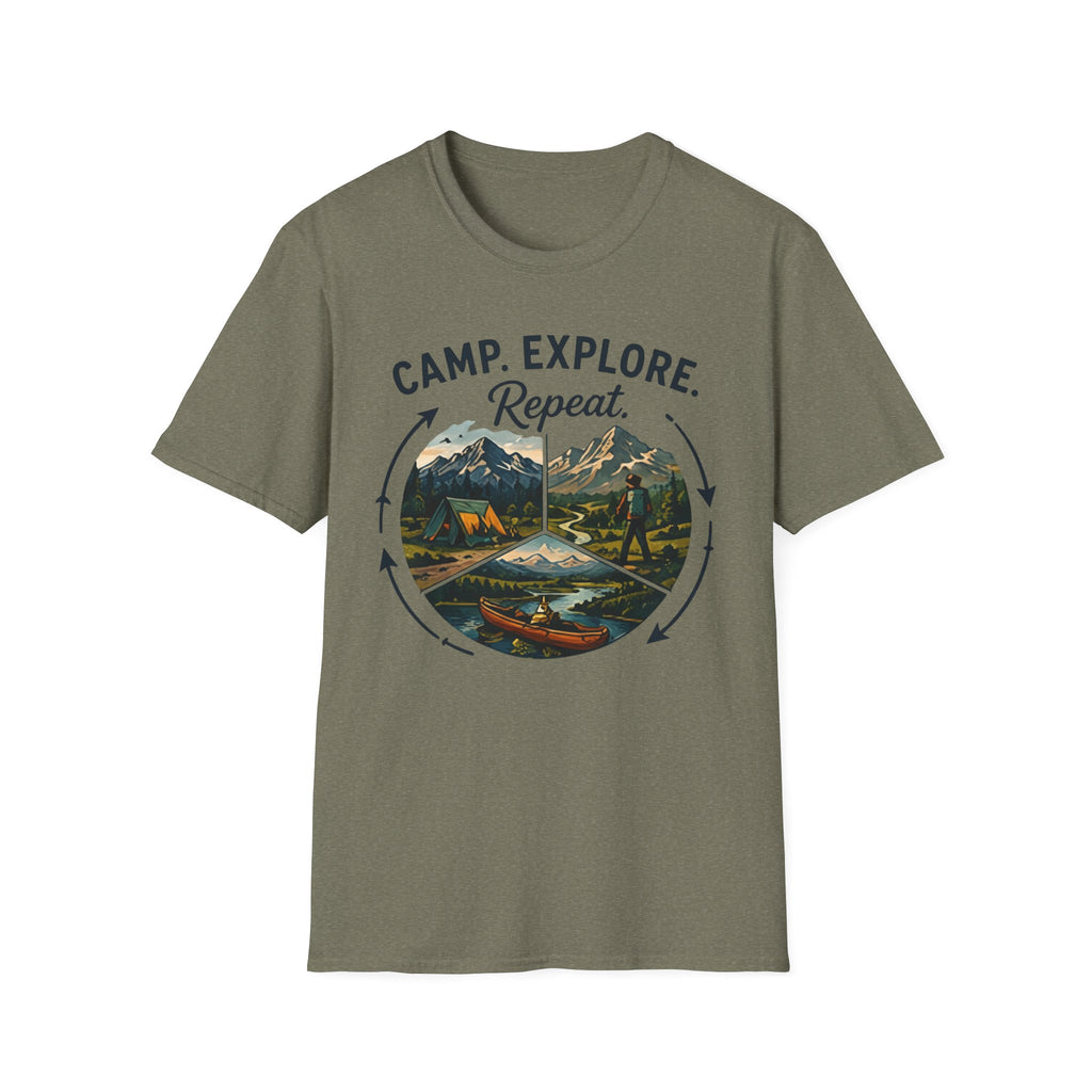 Camp. Explore. Repeat. T-shirt
